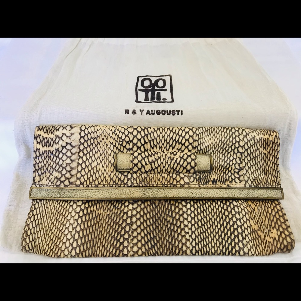 R & Y AUGOUSTI  Snakeskin Clutch